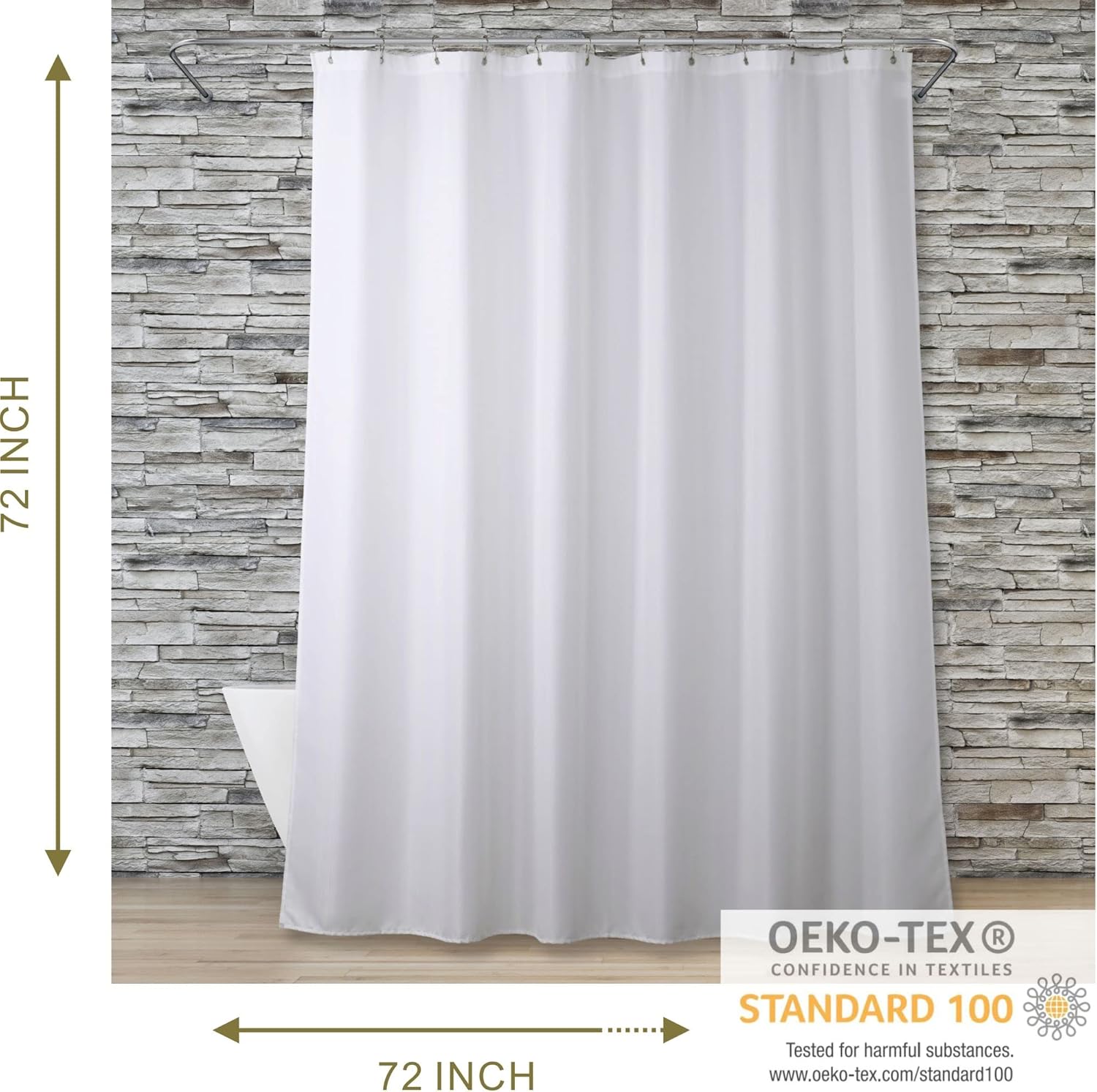Popkozzi White Linen Textured Shower Curtain 72x72 1