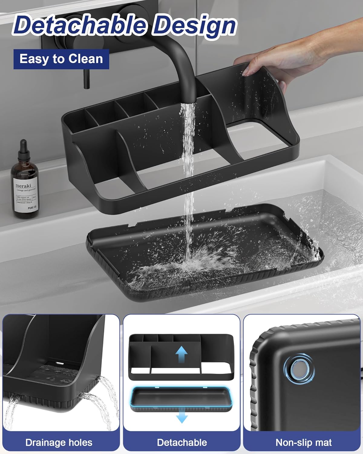 Homtalker 7-Slot Bathroom Counter Organizer with Anti-Slip Design