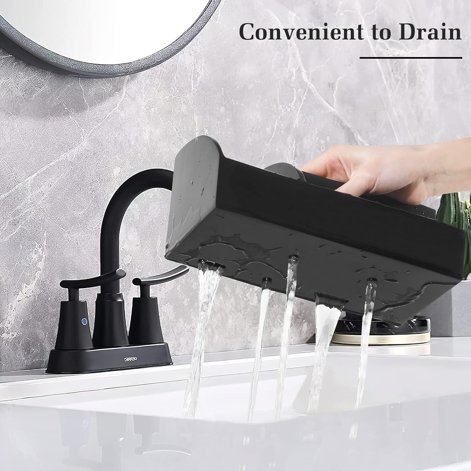 Luxspire 5 Slot Bathroom Counter Organizer with Drainage Matte Black
