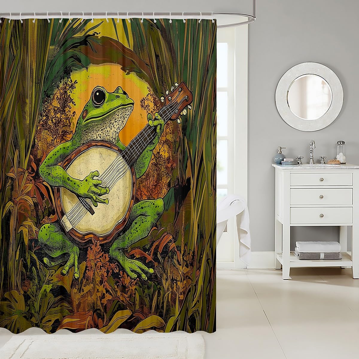 Feelyou Kids Cute Frog Shower Curtain 72x84