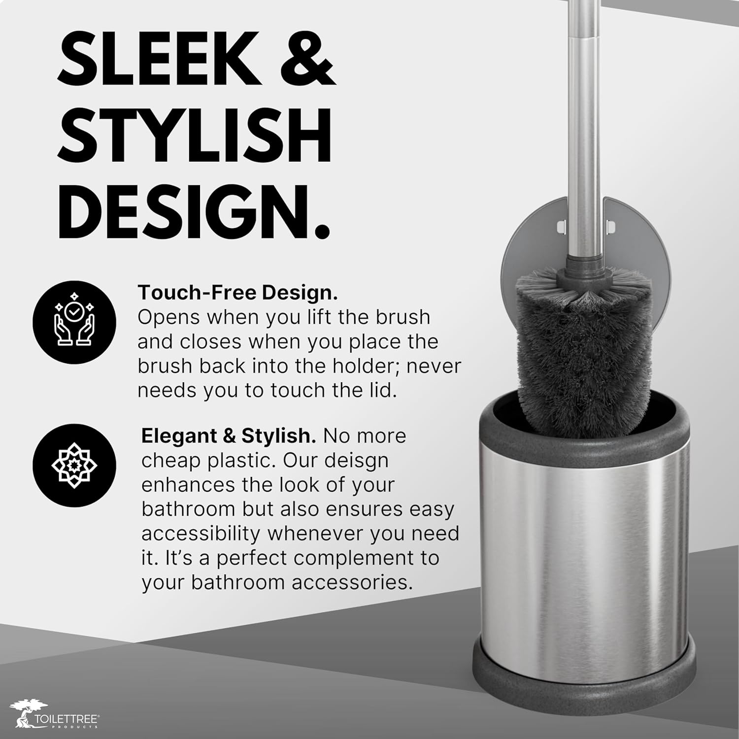 ToiletTree Chrome Toilet Brush with Lid and Holder