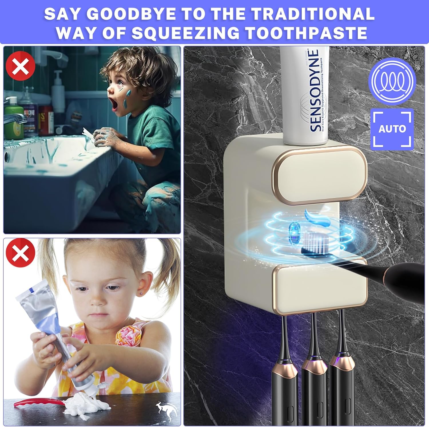 Wekity Automatic Toothpaste Dispenser with 3 Slots