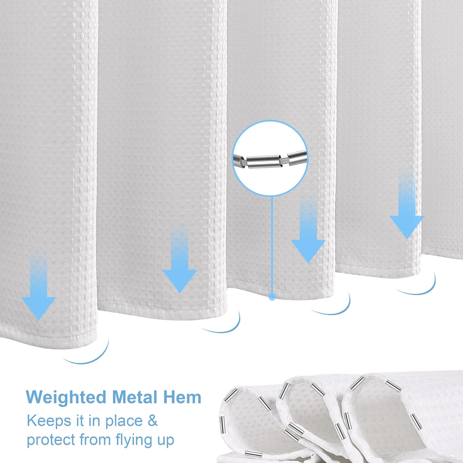 VANZAVANZU Waffle Weave Shower Curtain - 72x72 Inches White