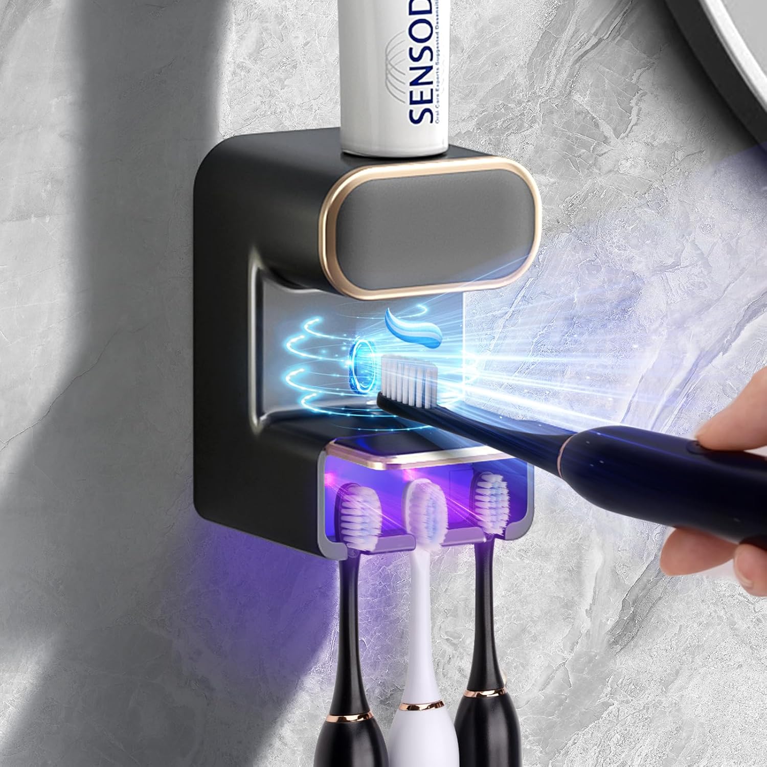 Automatic Toothpaste Dispenser with 3 Slots - Wall Mount Anti-Cross Contamination