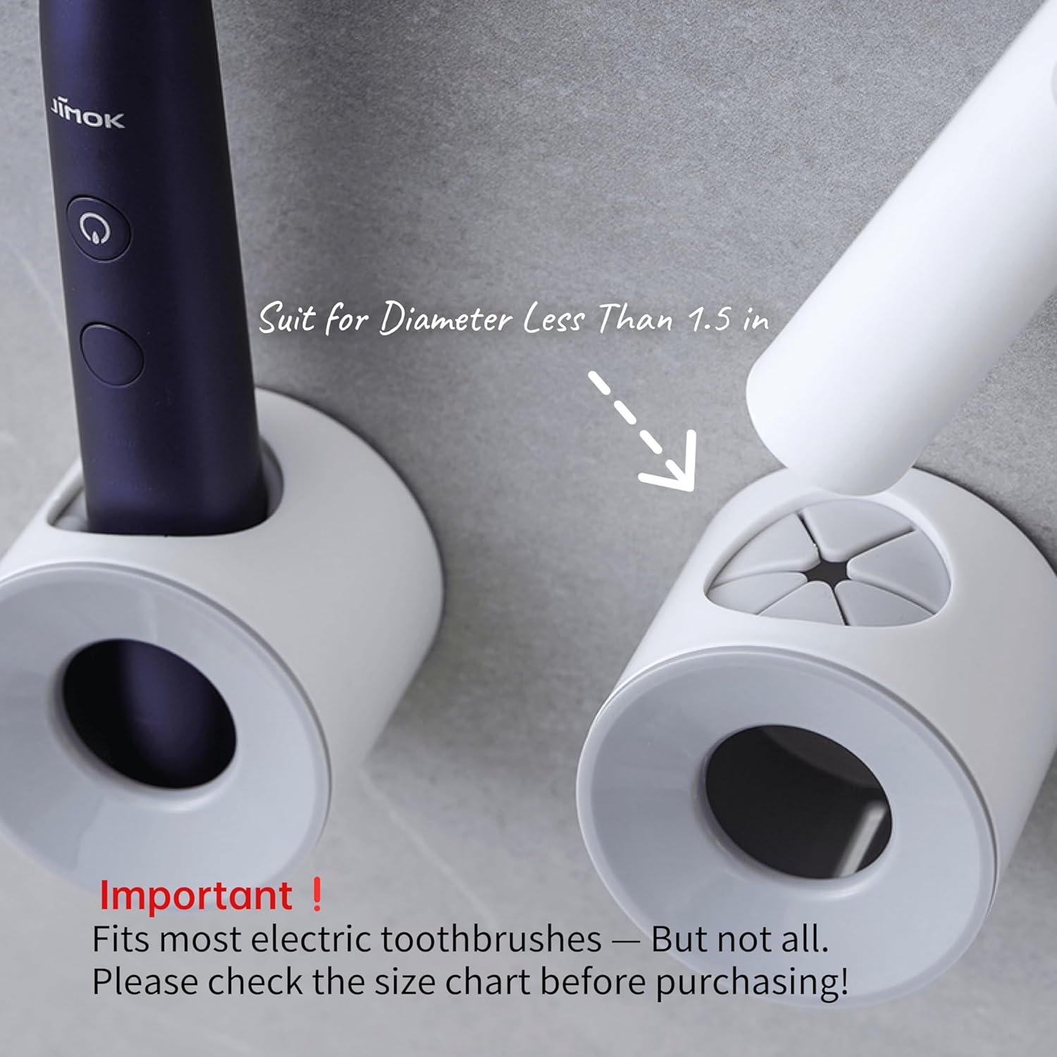 LaLand Electric Toothbrush Holder Wall Mounted 2-Pack Grey