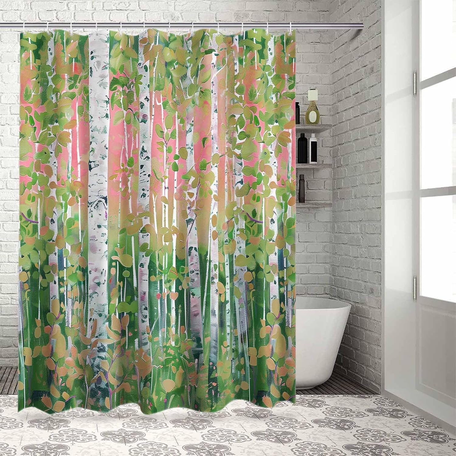 72 Inches Waterproof Shower Curtain Set with 12 Hooks 1