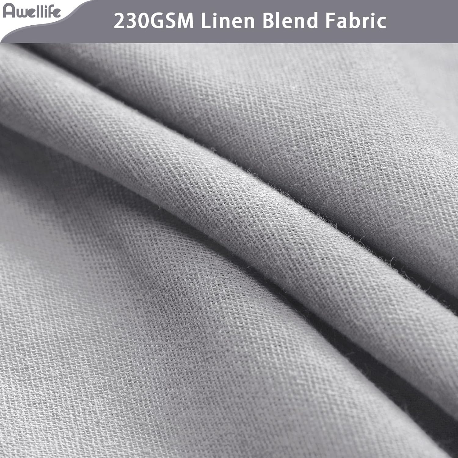 Awellife Grey Linen Textured Shower Curtain 84 Inch