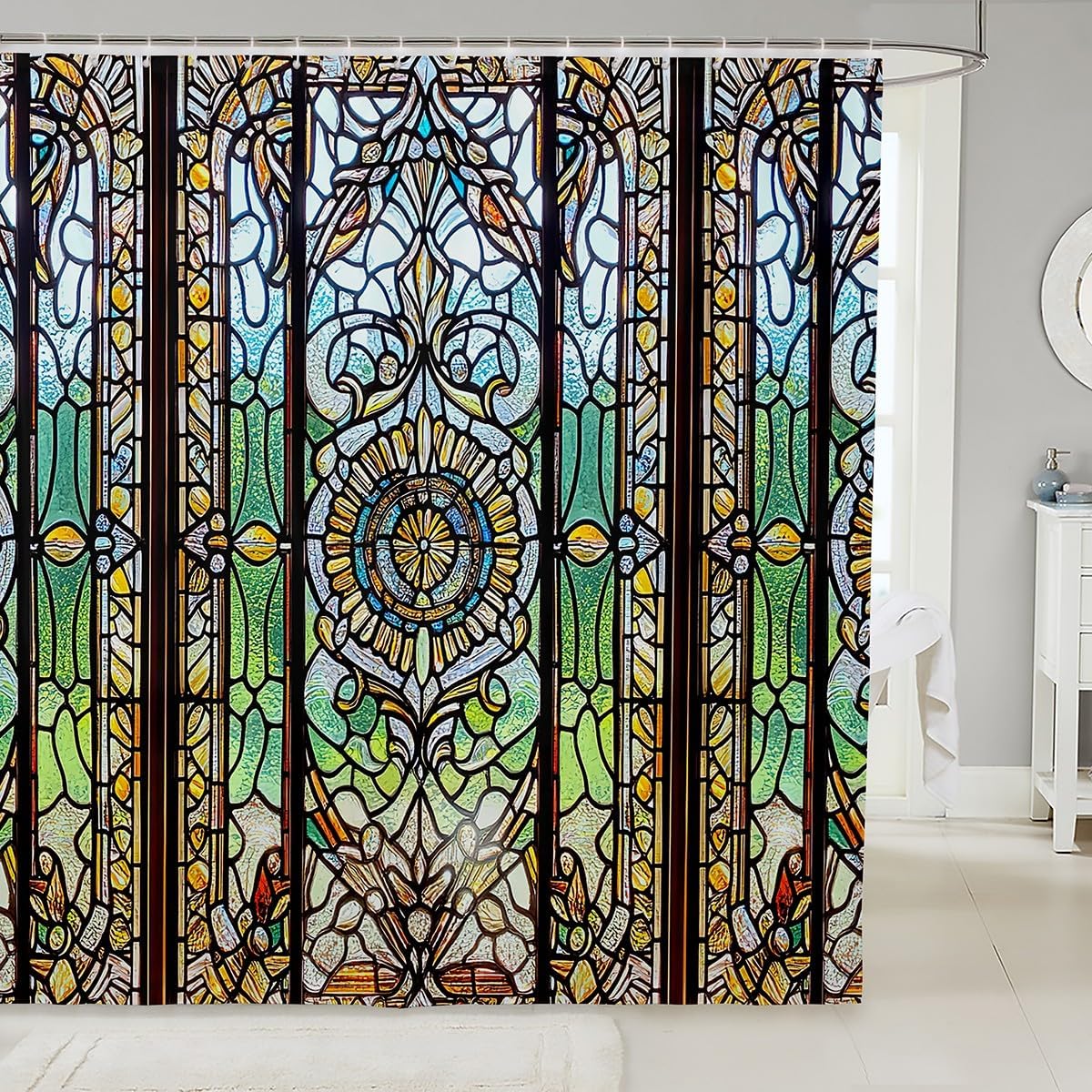Feelyou Colorful Art Glass Shower Curtain 72x72