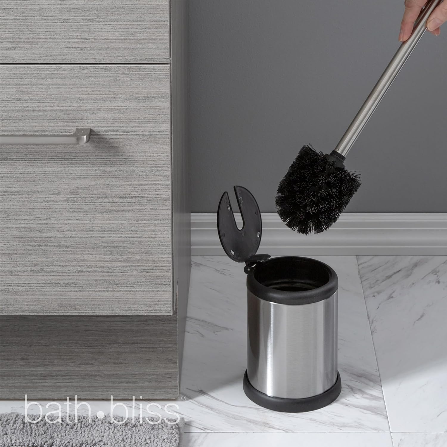Bath Bliss Toilet Brush with Self-Closing Lid