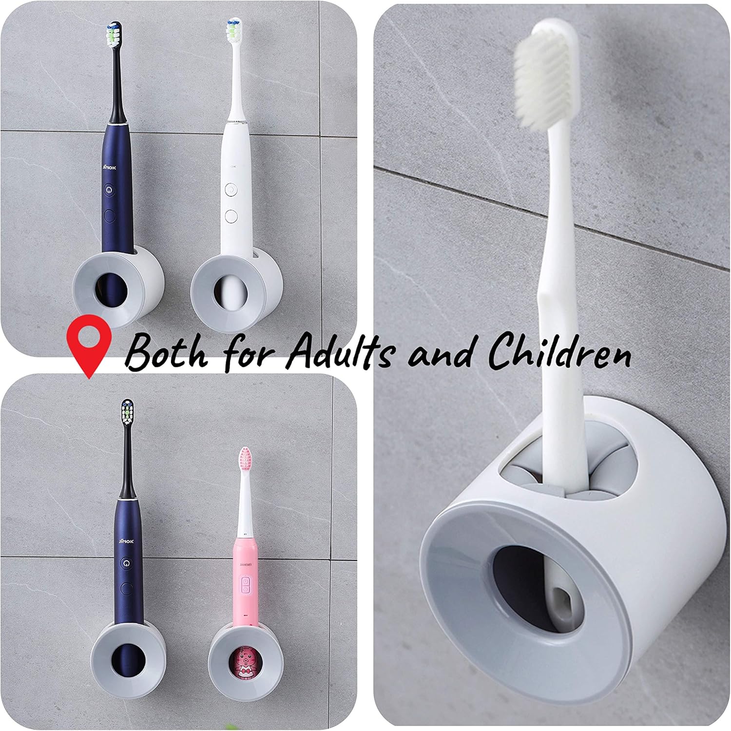 LaLand Electric Toothbrush Holder Wall Mounted 2-Pack Grey
