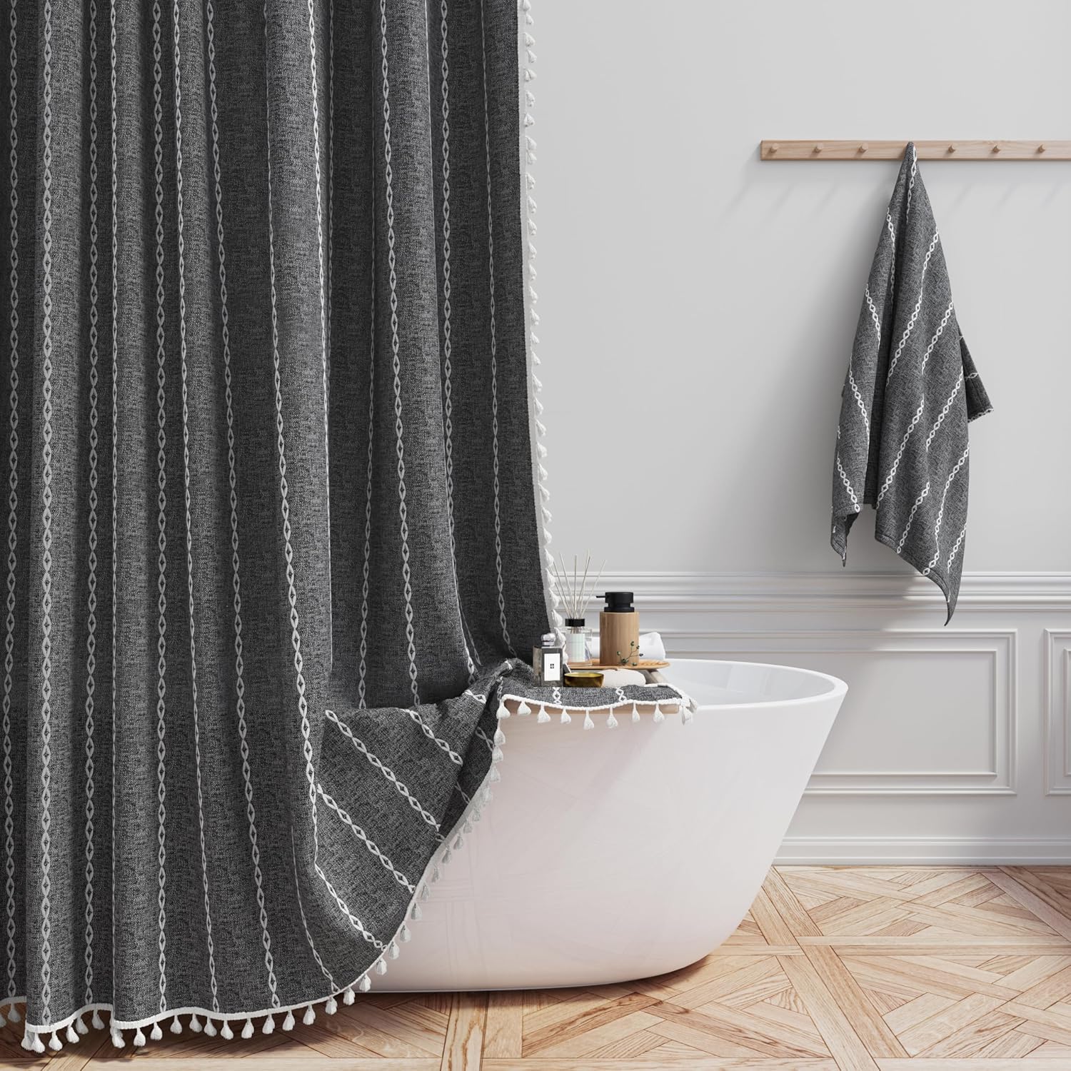 BTTN 78 Inch Long Shower Curtain Set with Hooks