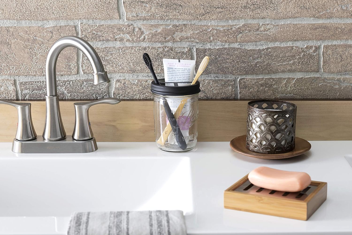 Jarmazing Products Mason Jar Toothbrush Holder Black 1