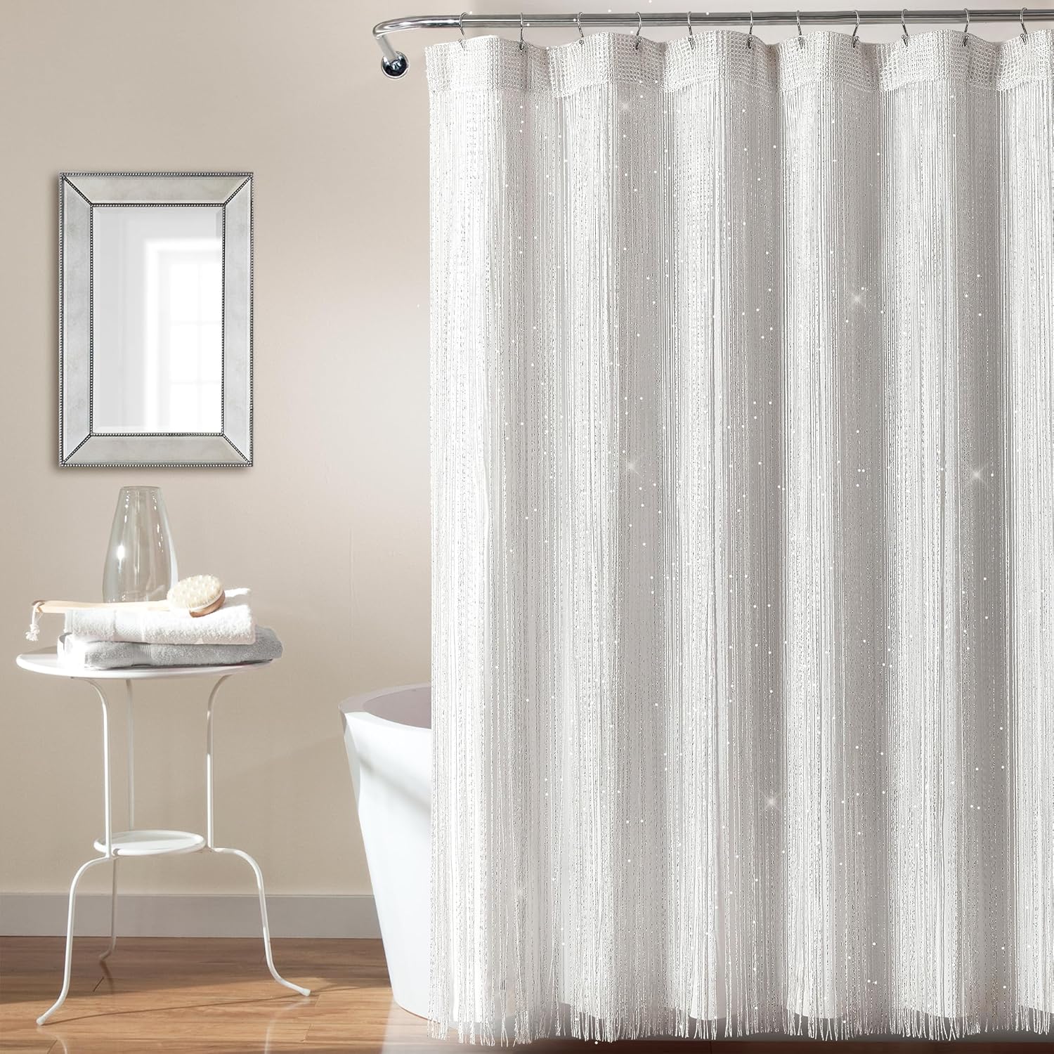 Lush Decor Night Sky String Thread Shower Curtain Set