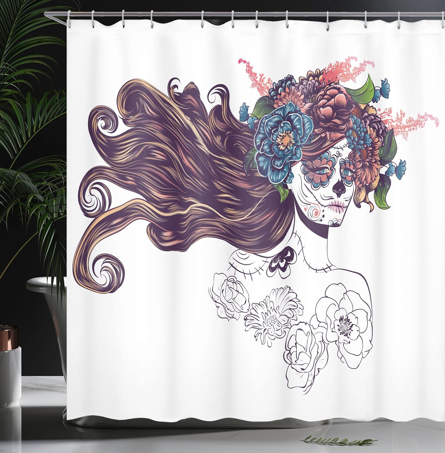 Ambesonne Ethnic Shower Curtain Set with Hooks 69 x 75 Purple Green