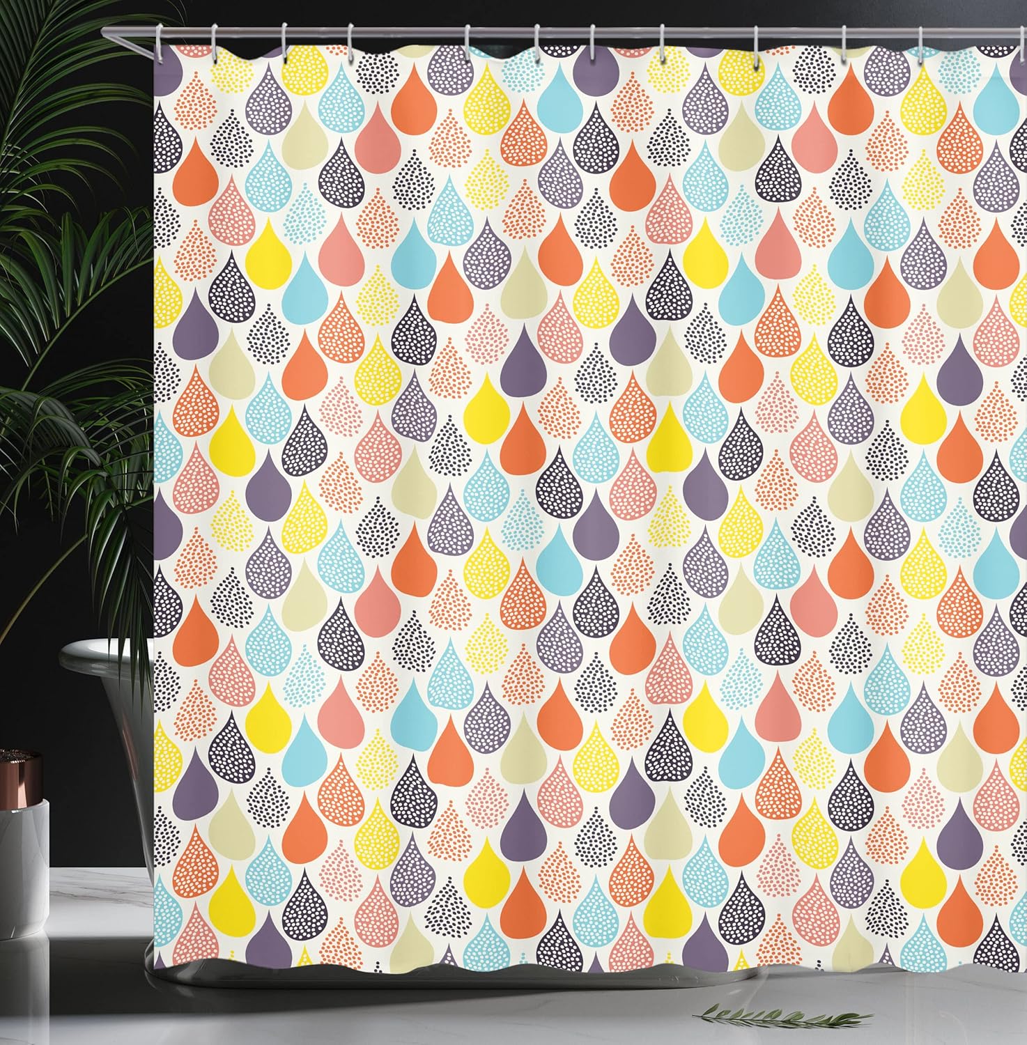 Ambesonne Geometric Shower Curtain with Hooks - Pale Blue