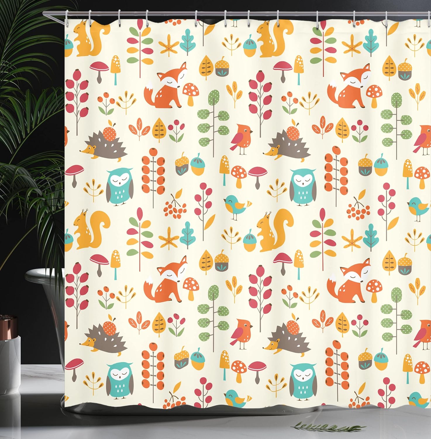 Ambesonne Cartoon Shower Curtain Set with Hooks 69 x 70