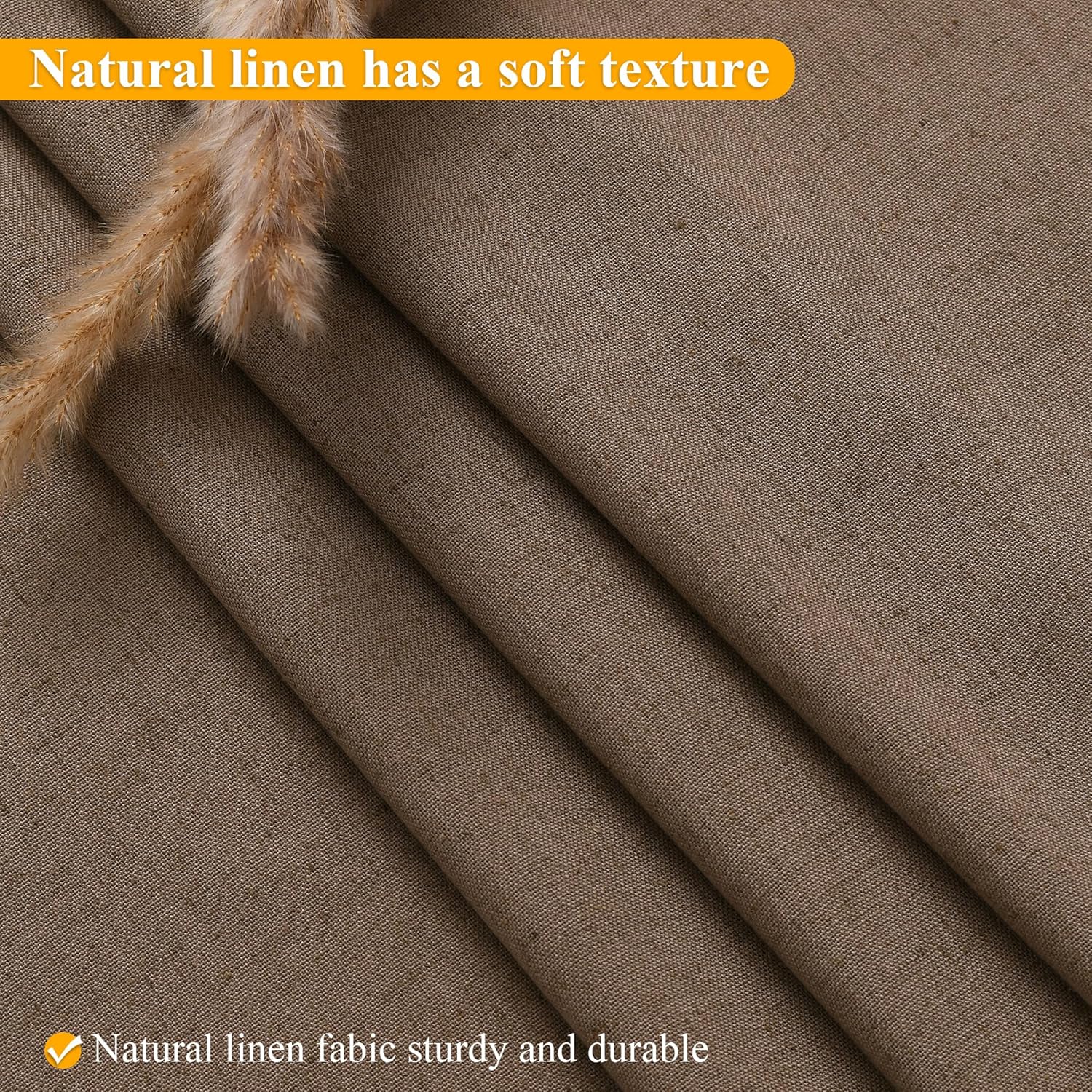 No Hooks Linen Shower Curtain Set Tan